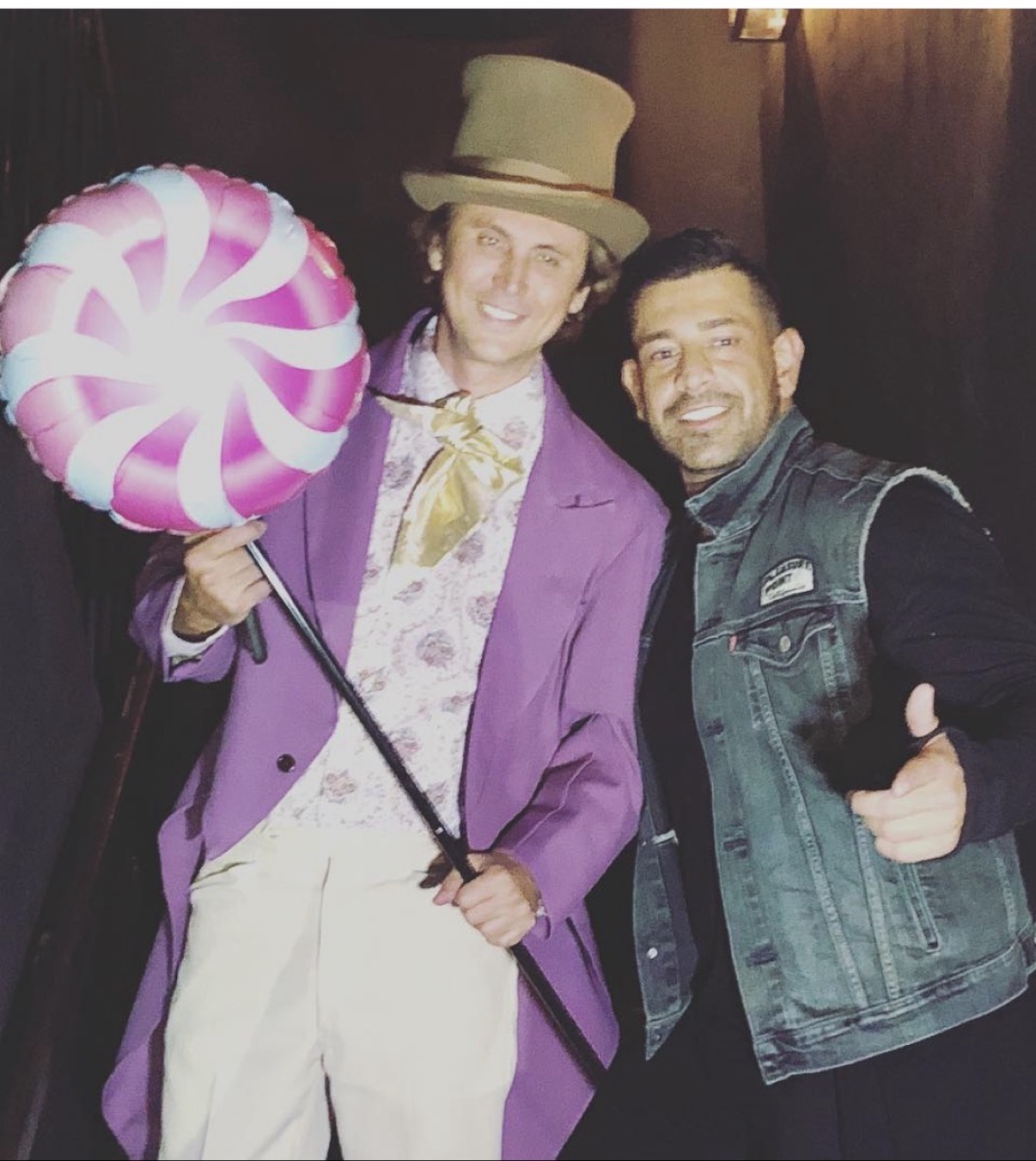 Richie Hosein with FoodGod, Jonathan Cheban, in a Willy Wonka costume at Richie's Halloween party