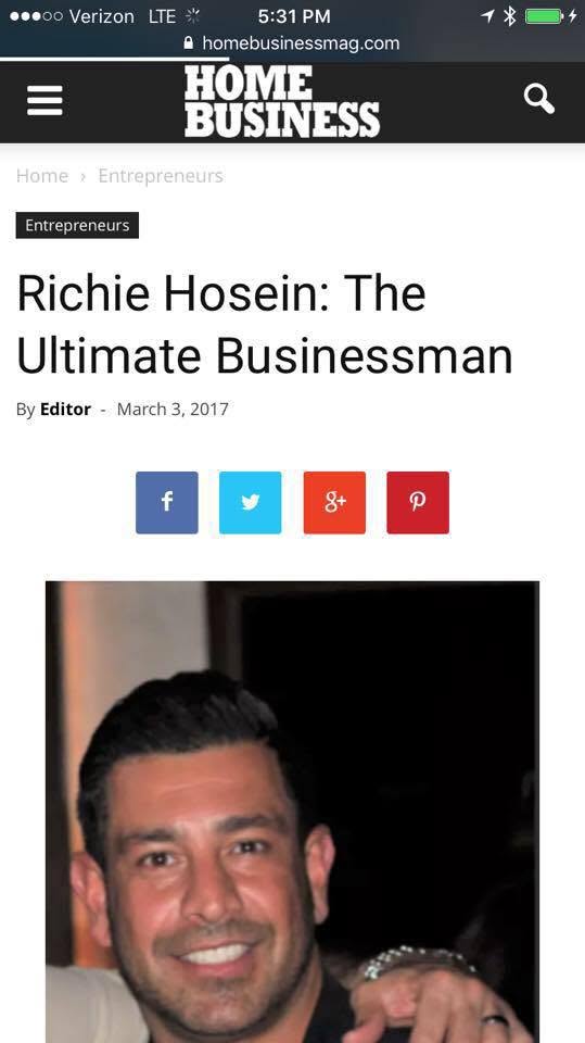 Home Business Magazine feature: Richie Hosein, The Ultimate Businessman, March 2017